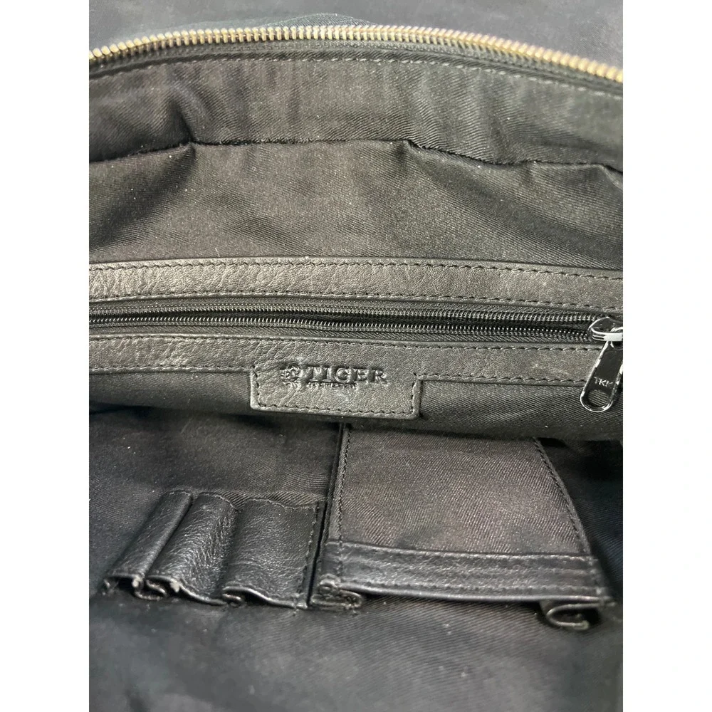 Tiger of‎ Sweden Black Leather Messenger Bag Shoulder Bag Work Travel